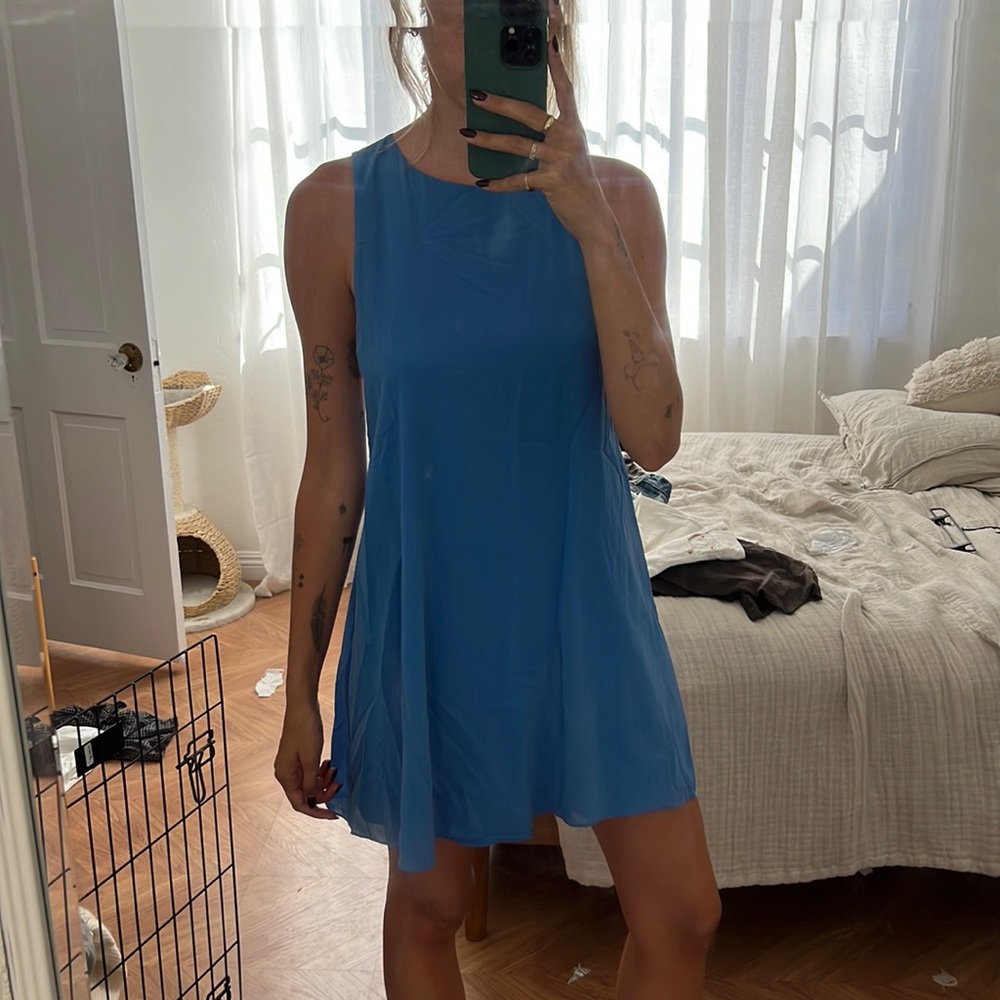 Alice and Olivia formal silk blue swing dress